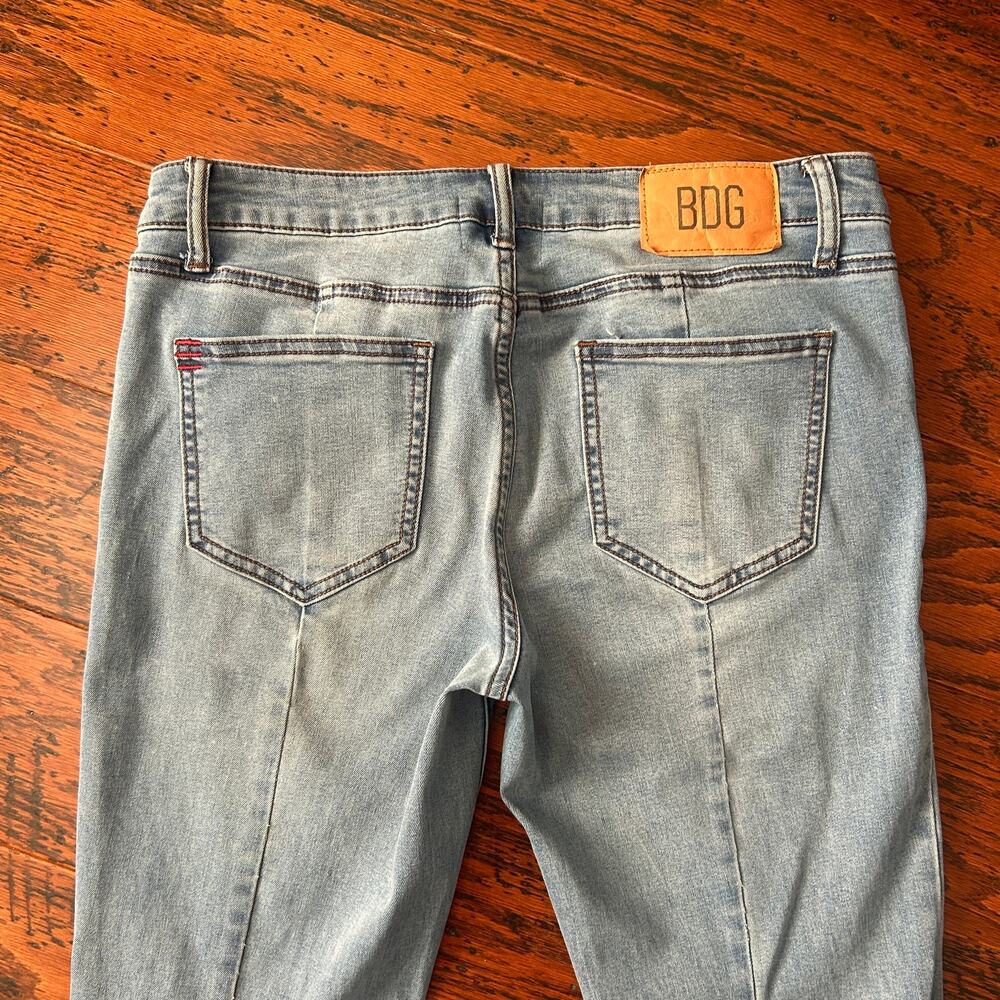 UO Vintage Patchwork Extreme Flare Y2K Jeans Light Blue Size 29 - Picture 7 of 14